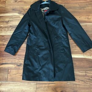 London Fog Midnight Black Trench Coat Limited Edition Leopard Print Liner